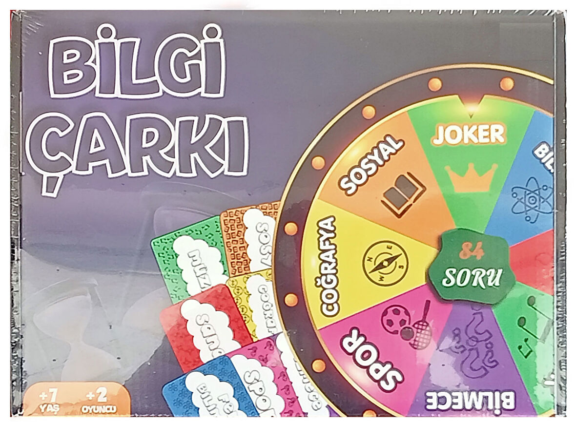 Bilgi Çarkı Aile Kutu Oyunu 84 Soru, Kum Saati ve Çark