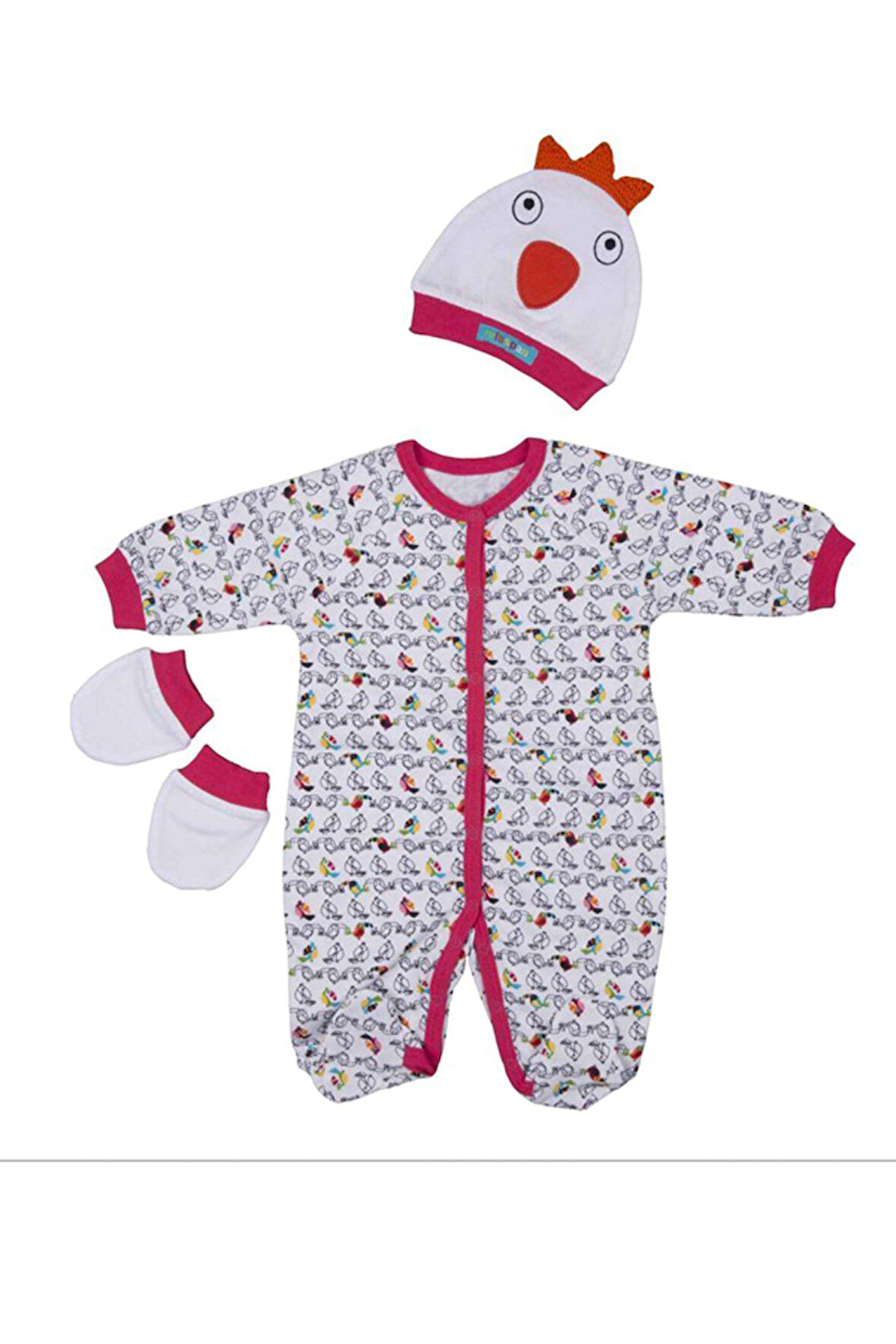 1668 Tropical 3lü Bebek Tulumu Desenli 0 Ay