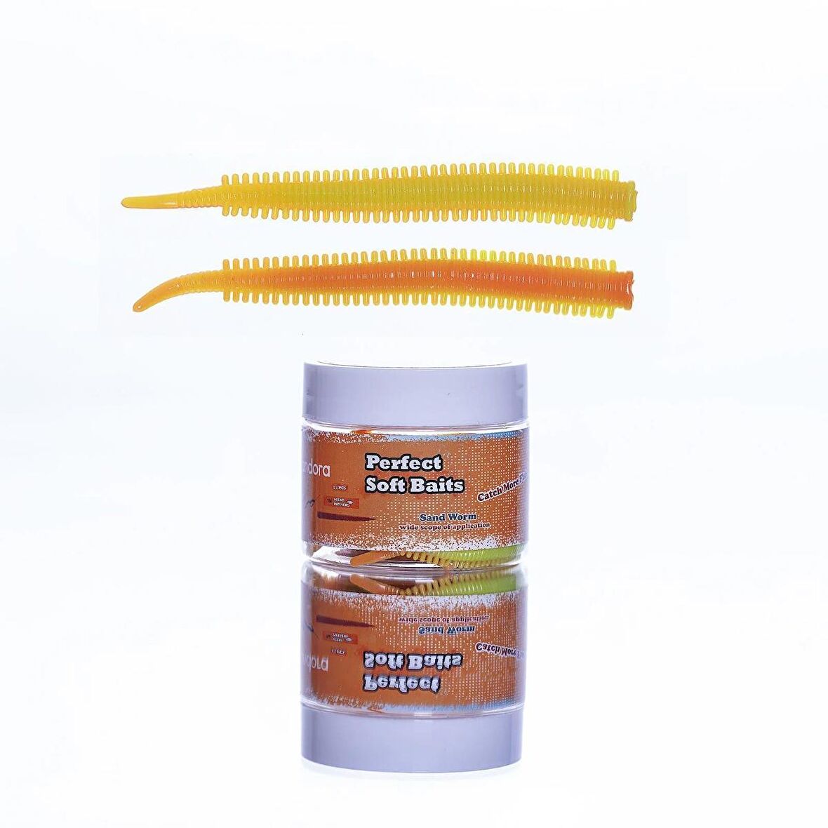 Pandora Perfect Soft Baits Sandworm 7cm Kavanozlu LRF Silikonu Lemon and Orange