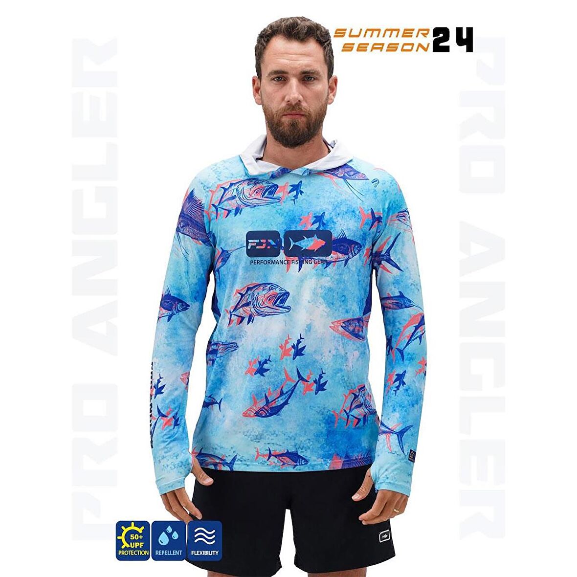 Fujin Pro Angler S24 Hooded Echo Fish Balıkçı T-Shirt XLargeXL