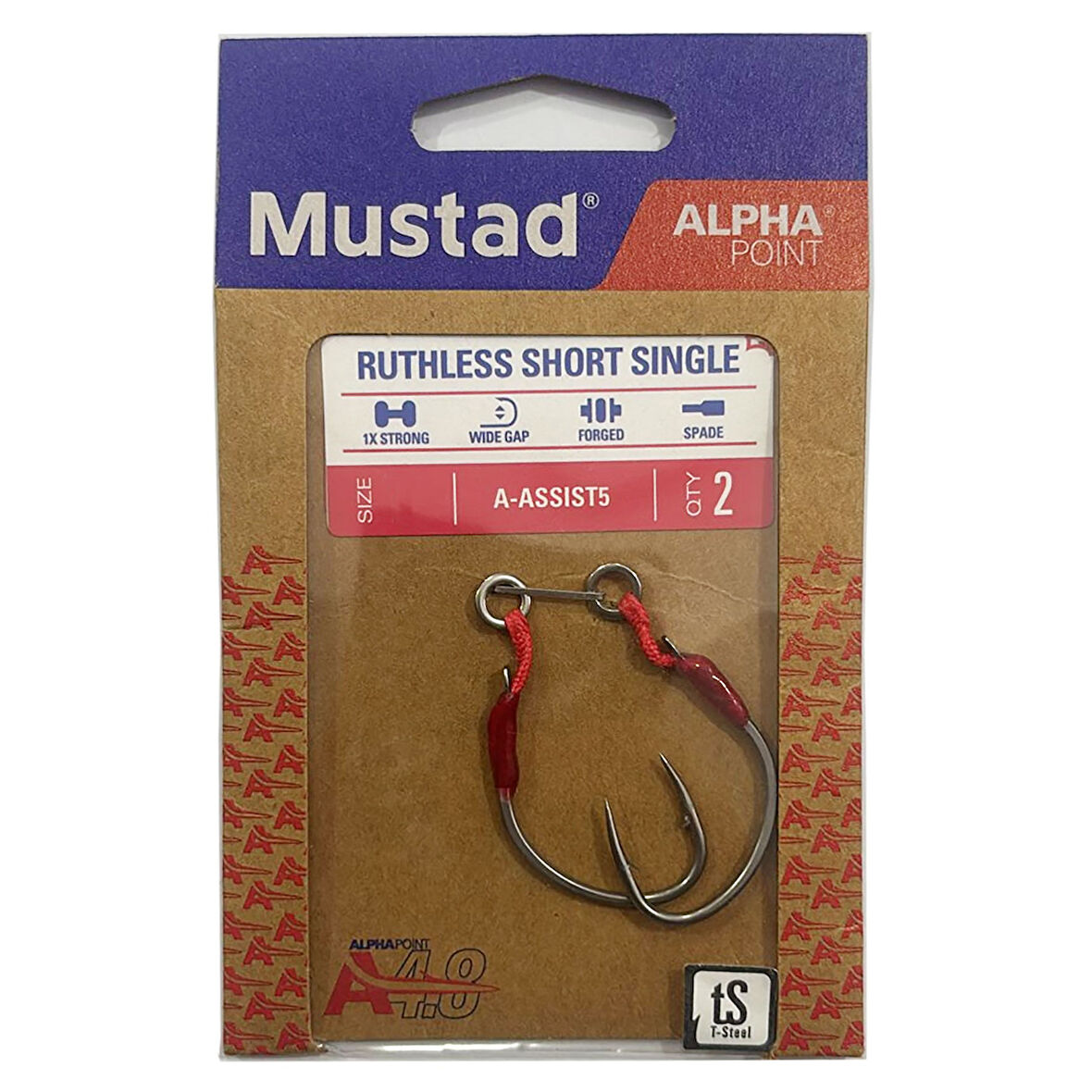 Mustad Alpha Point Ruthless Short Single A-ASSIST5 Asist Olta İğnesi 1 No / 2 Adet