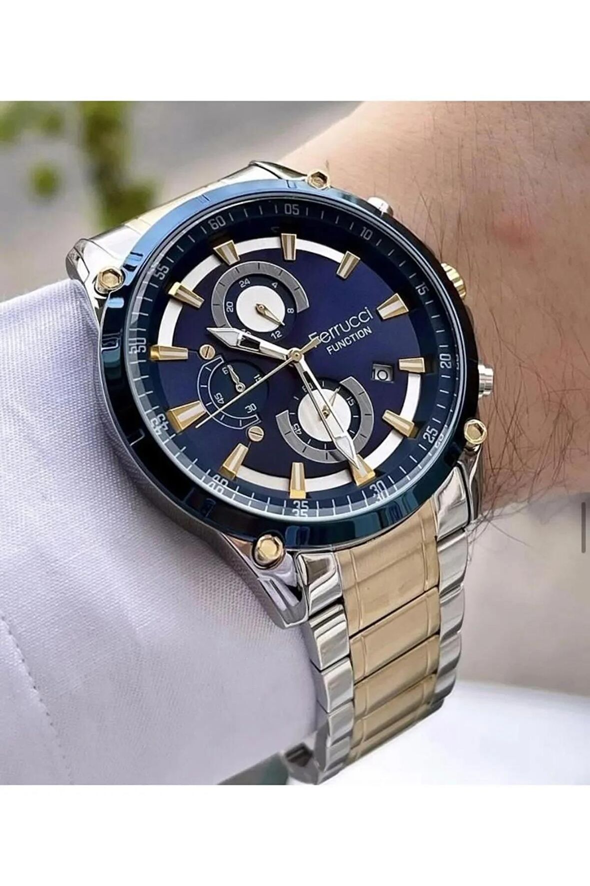 Ferrucci Fonksiyonları Aktif Takvimli Erkek Kol Saati Çelik Kordon&Kasa+Bileklik