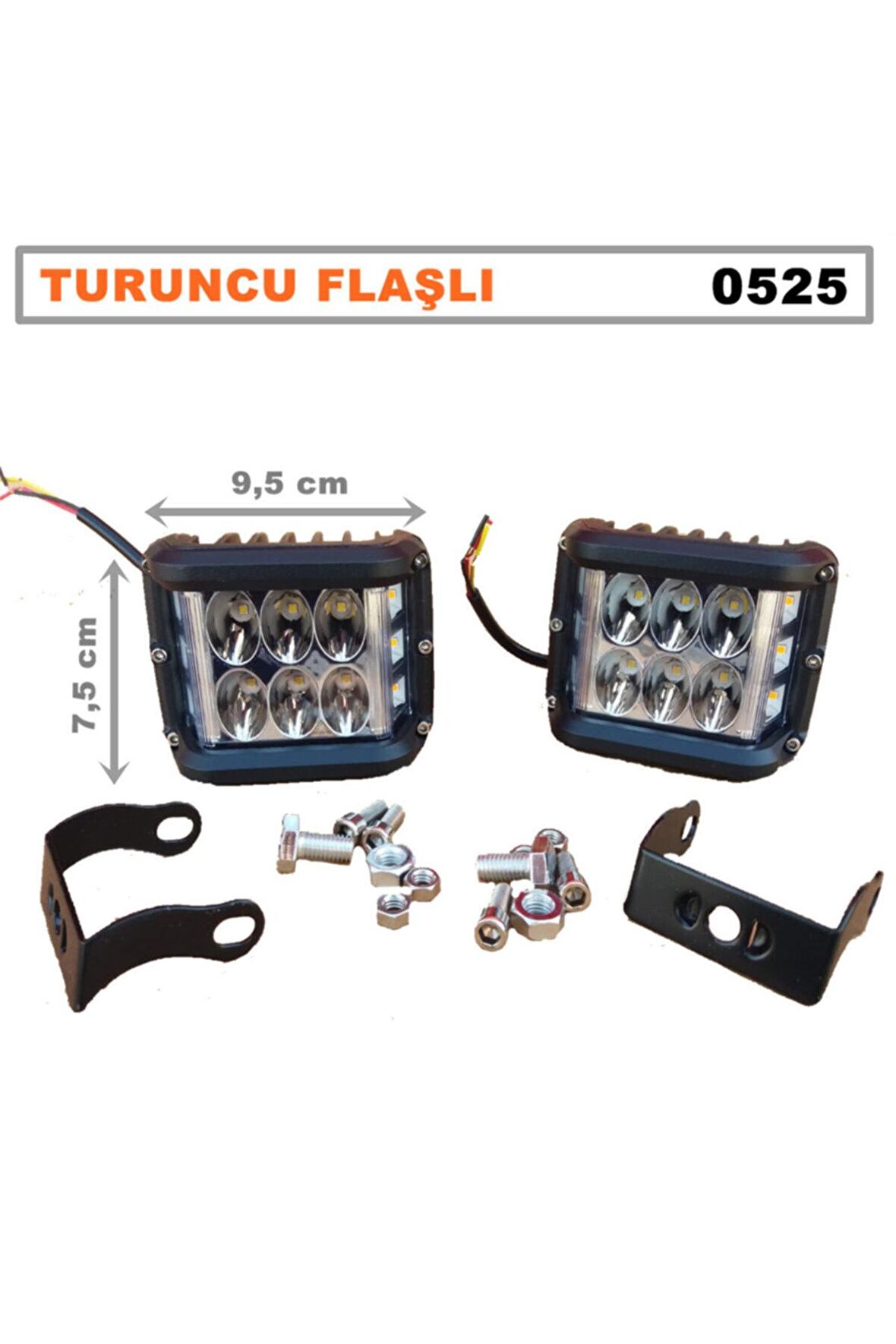 Led Bar Off Road Delici 6 Led Beyaz Işık - Turuncu Flaşlı - Siyah Çerçeve 2 Adet - Otoaksesuarbizde