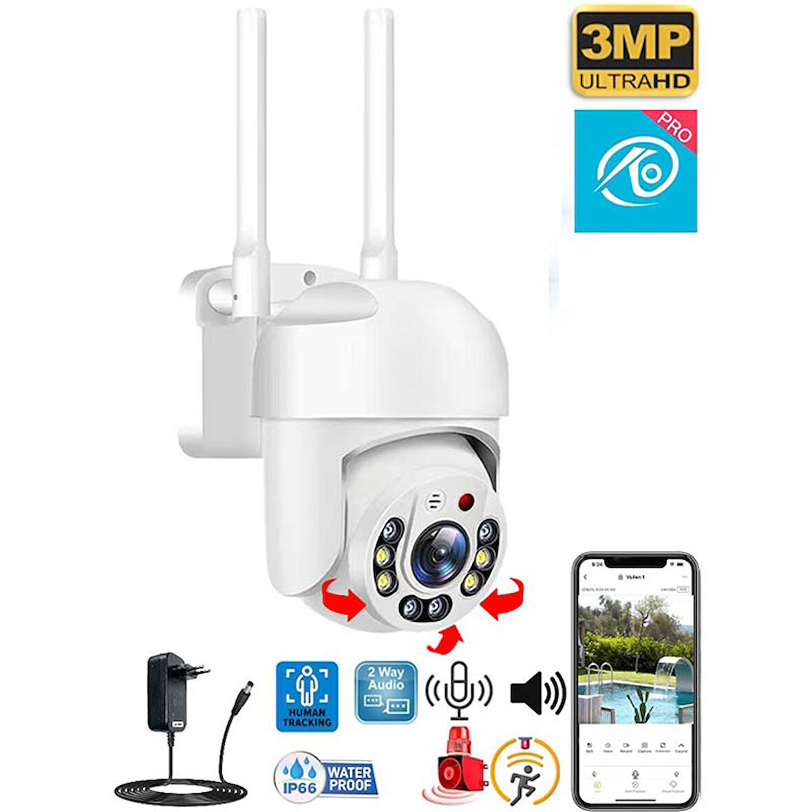 O-Kam 3011  Wifi Akıllı Kamera , Yapay Zeka, Gece Görüş, Karşılıklı Konuşma (Tek Kamera)