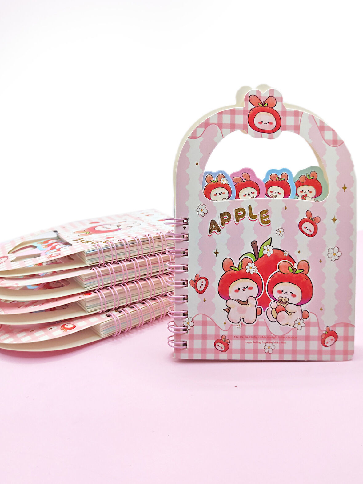 Apple Elma Tavşan Ayraçlı A6 Not Defteri (10x15 cm) - Tatlı Tavşanlar