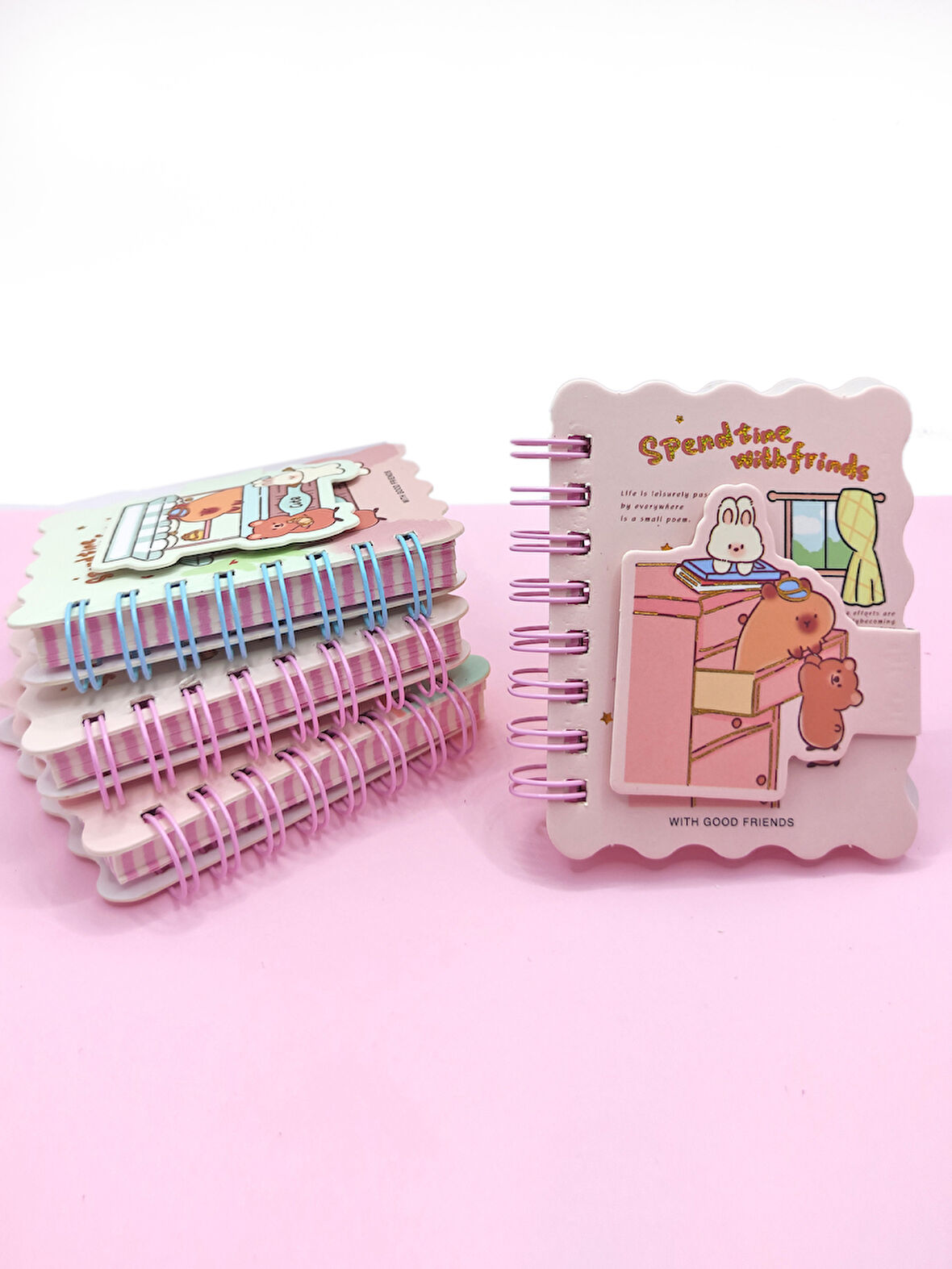 Capybara Tavşan Ayı Cırtlı Cep Boy Mini Not Defteri (7x8 cm) - Komik