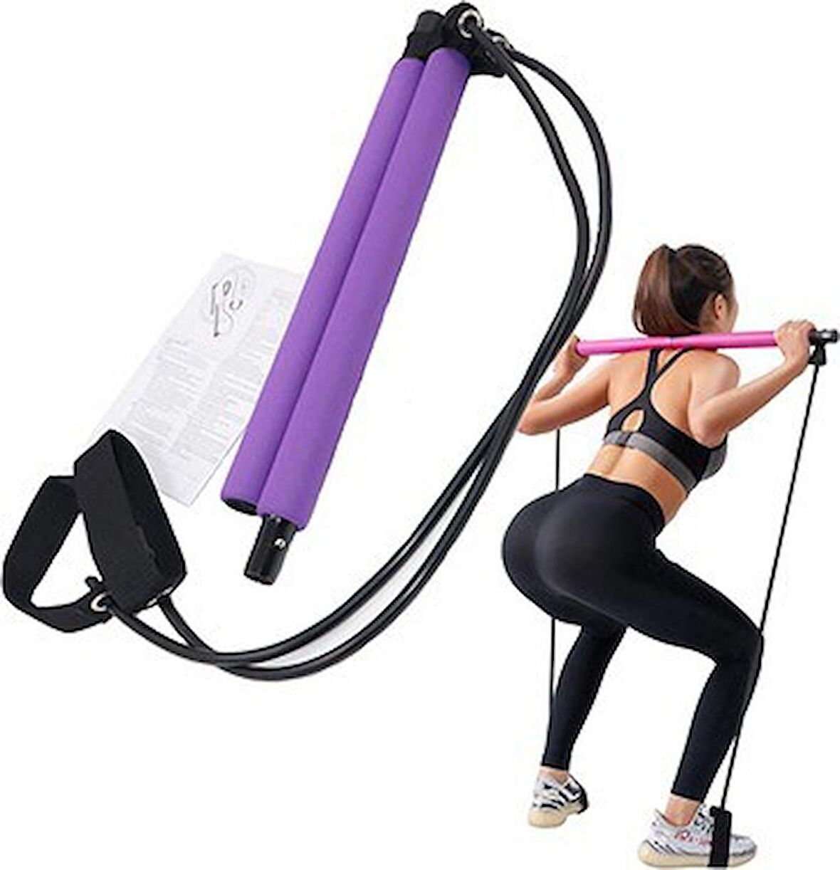 Pilates Egzersiz Aleti Pilates Portable Jimnastik Çubuğu Direnç Lastiği Pilates Lastik İp Bant