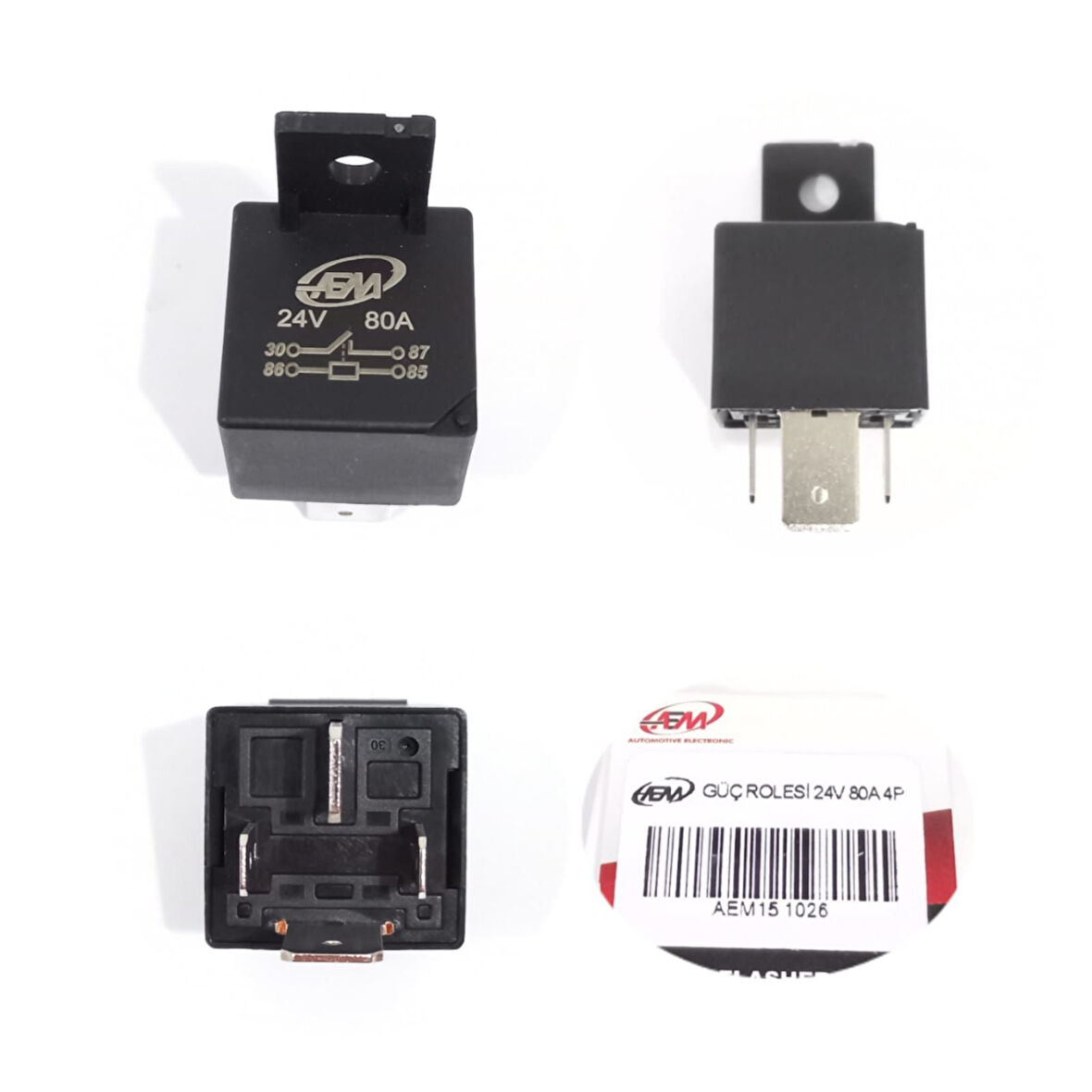 AEMPART  GÜÇ ROLESİ 24V 80A 4 PİN KALIN BACAK