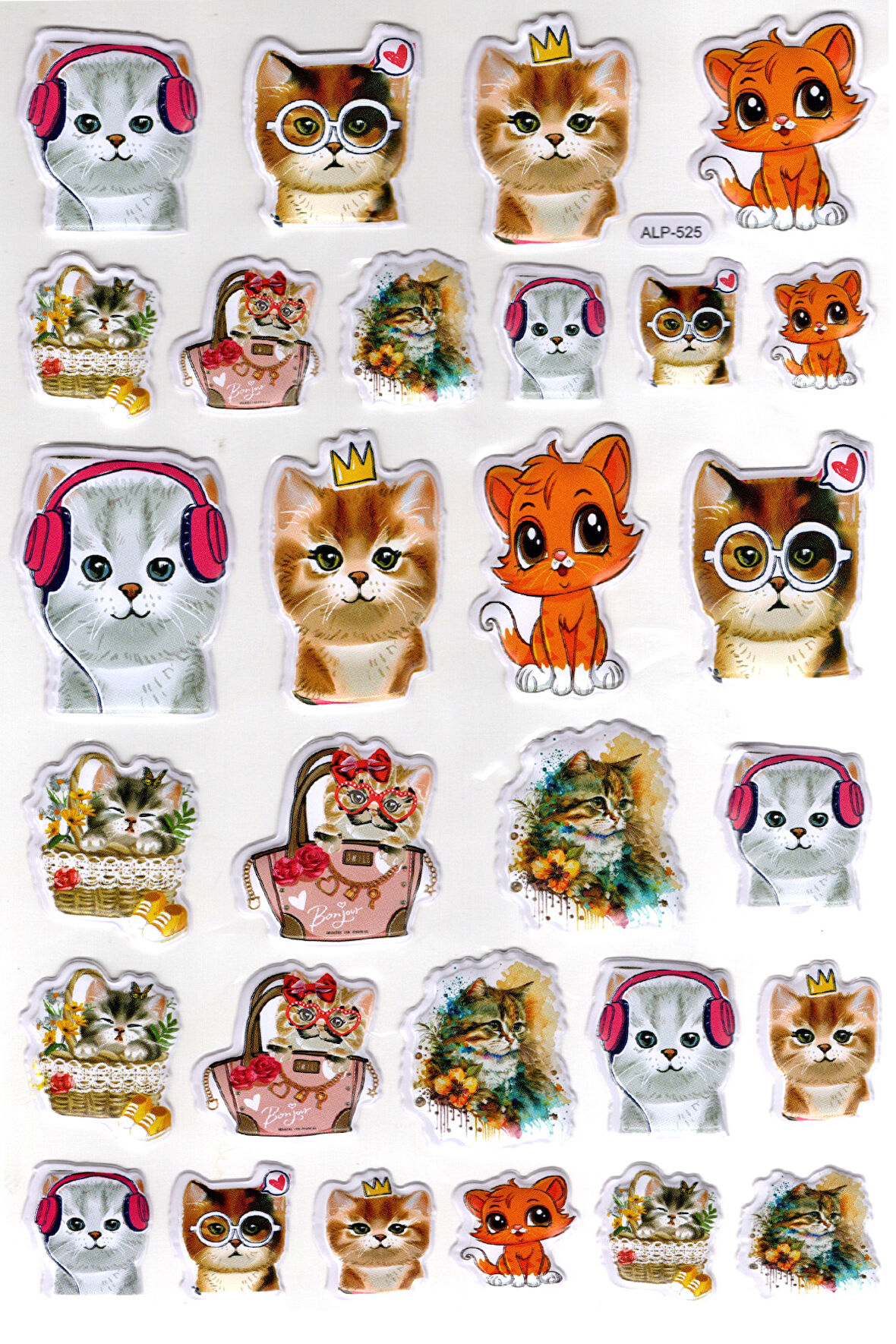 Sticker Kabartmalı A4 Boyutunda Stiker Defter, Planlayıcı Etiket-(lim525) - Kedi Çıkartma