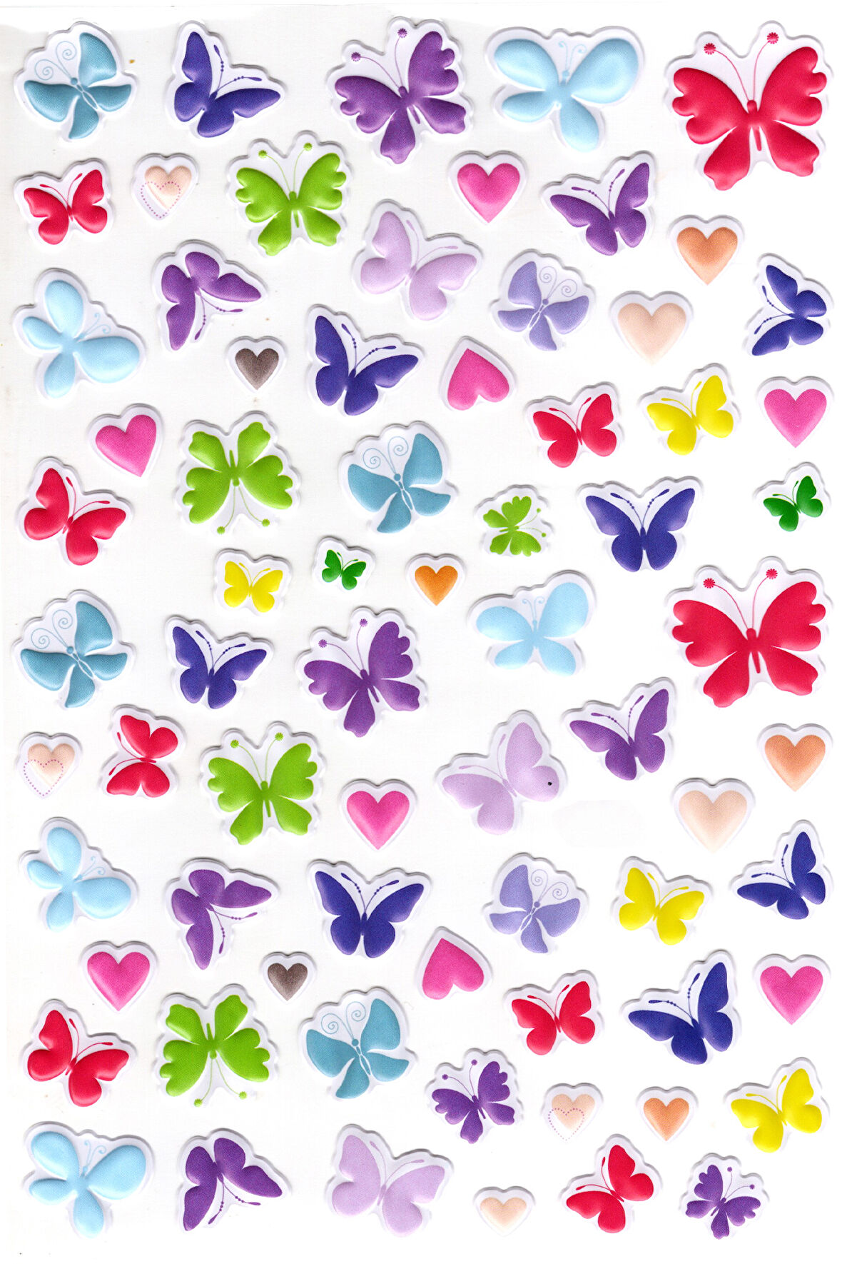 Sticker Kabartmalı A4 Boyutunda Stiker Defter, Planlayıcı Etiket-(lim535) - Pastel Kelebekler