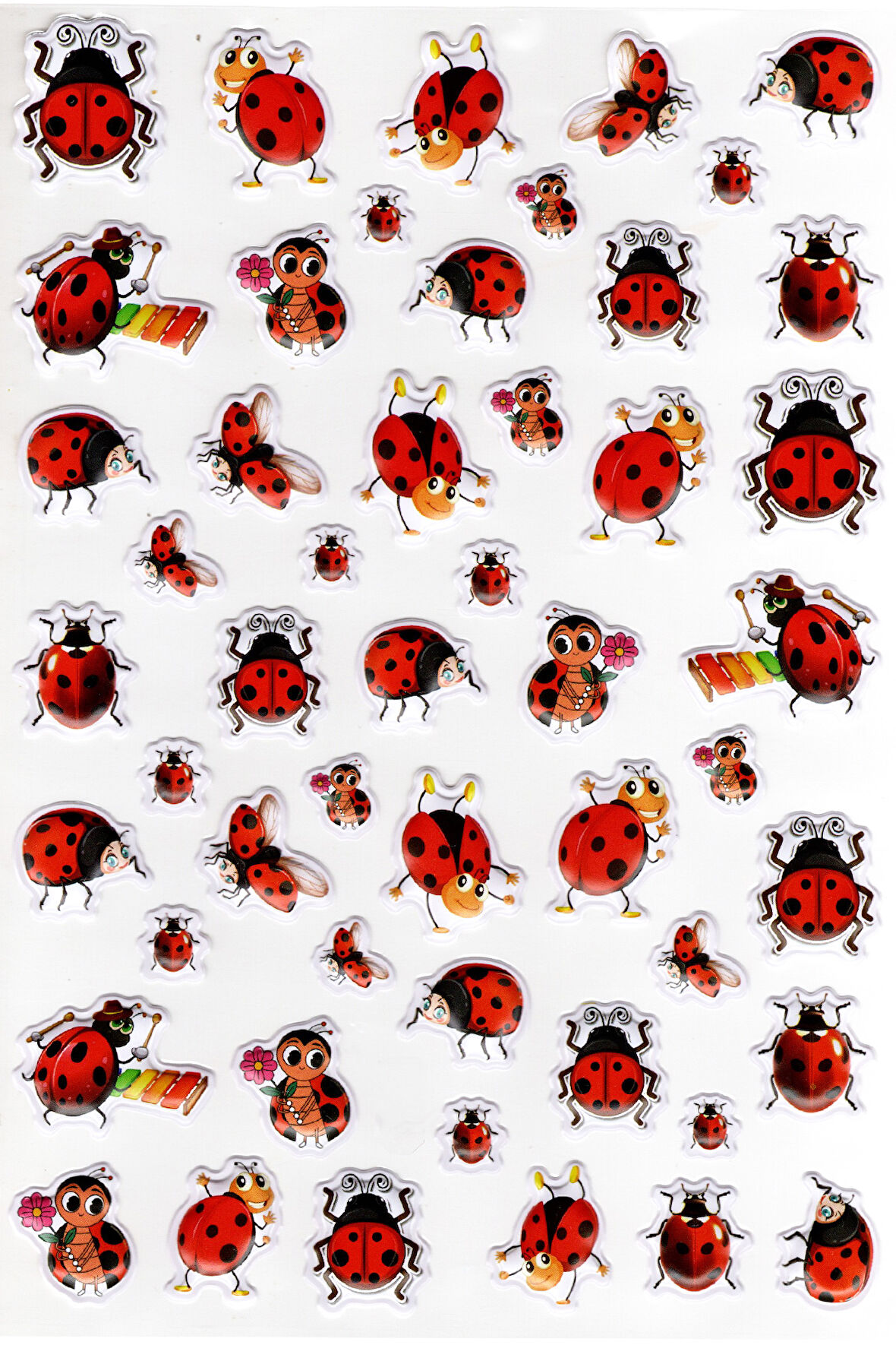 Sticker Kabartmalı A4 Boyutunda Stiker Defter, Planlayıcı Etiket-(lim544) - Uğur Böceği Ladybug