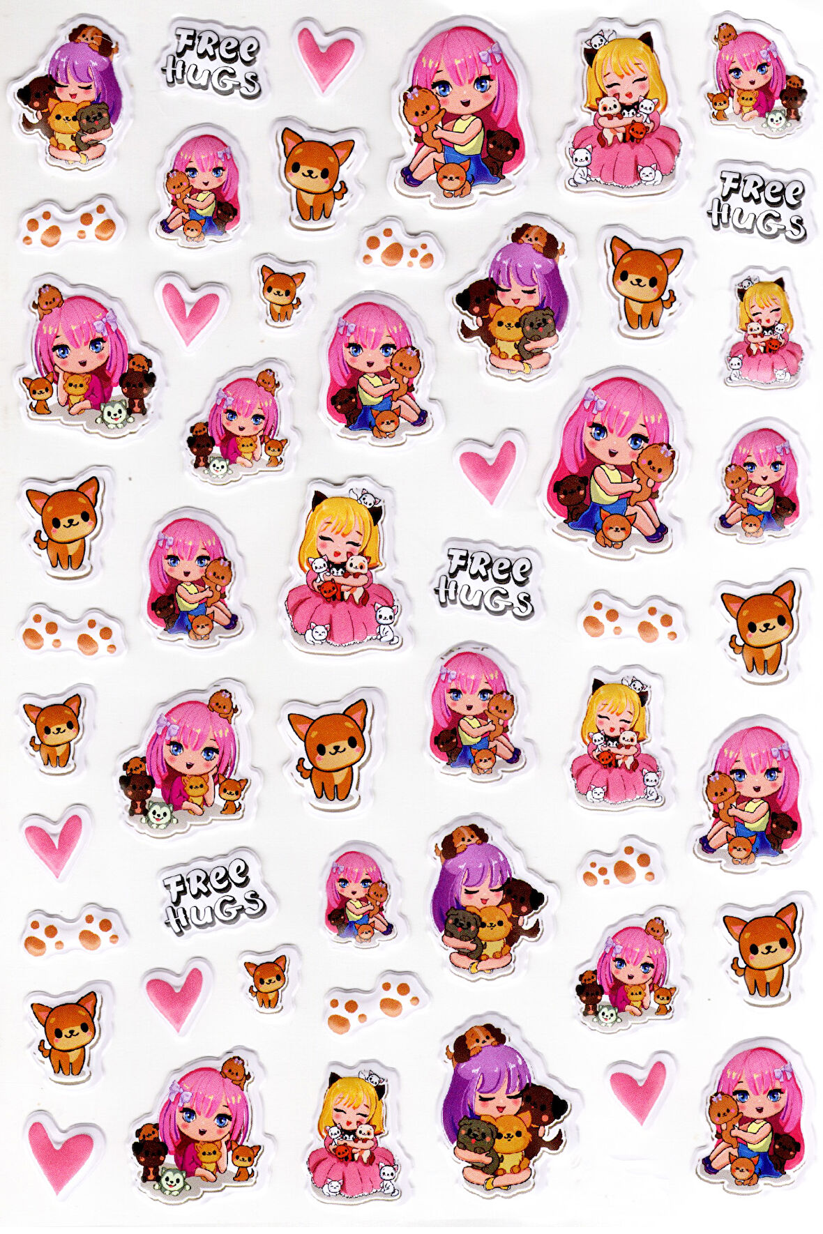 Sticker Kabartmalı A4 Boyutunda Stiker Defter, Planlayıcı Etiket-(lim555) - Kedili Kız