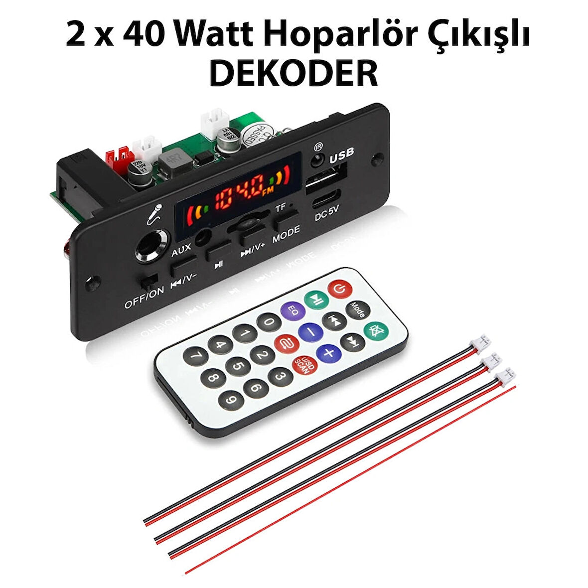 2 x 40 Watt Hoparlör Çıkışlı Karaoke Dekoder ( Bluetooth , Karaoke , aux grişi , Usb , Tf Kart , Fm Radyo , Mp3 çalar )