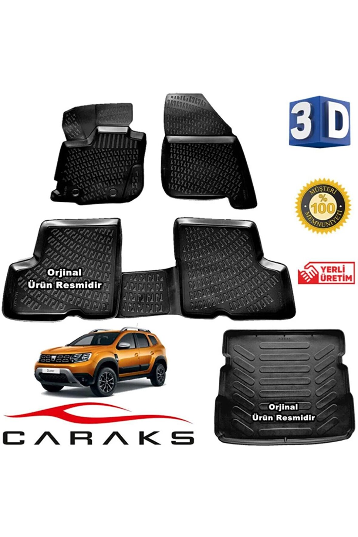 Dacia Duster 4x4 3d Havuzlu Paspas + Bagaj Havuzu 2018 Sonrası Marka
