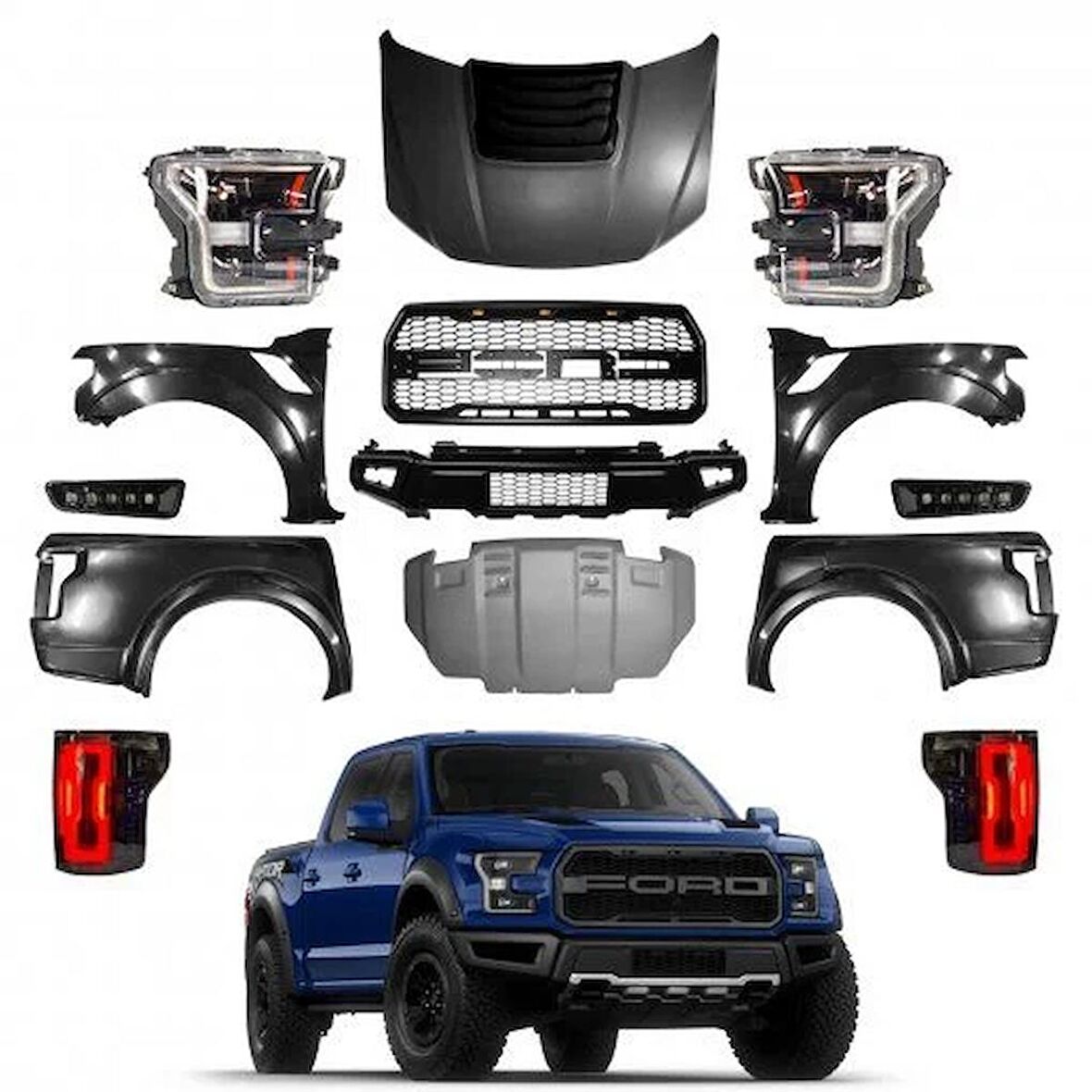 Ford ranger t6 t7 t8 f150 gen3 dönüşüm body kit seti 2012 / 2021