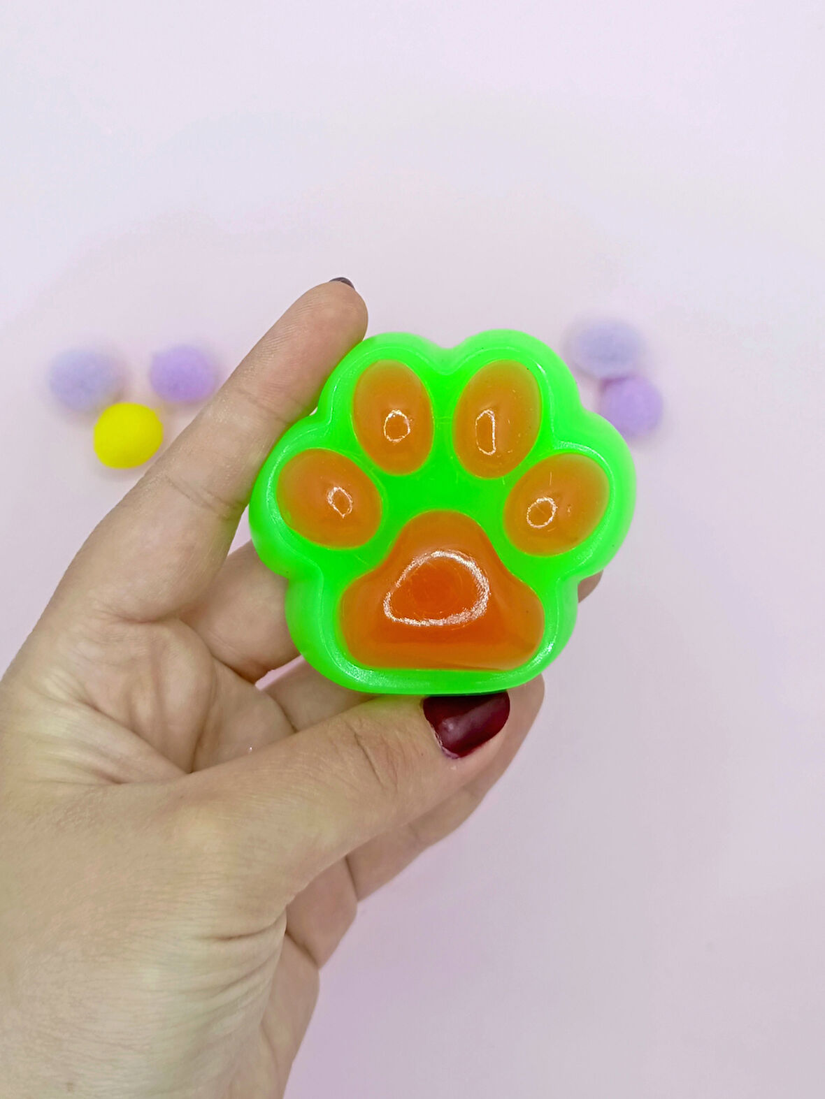 Sevimli Küçük Squishy Kedi Pati Sıkma 7 cm Pati Sukuşi - Yeşil