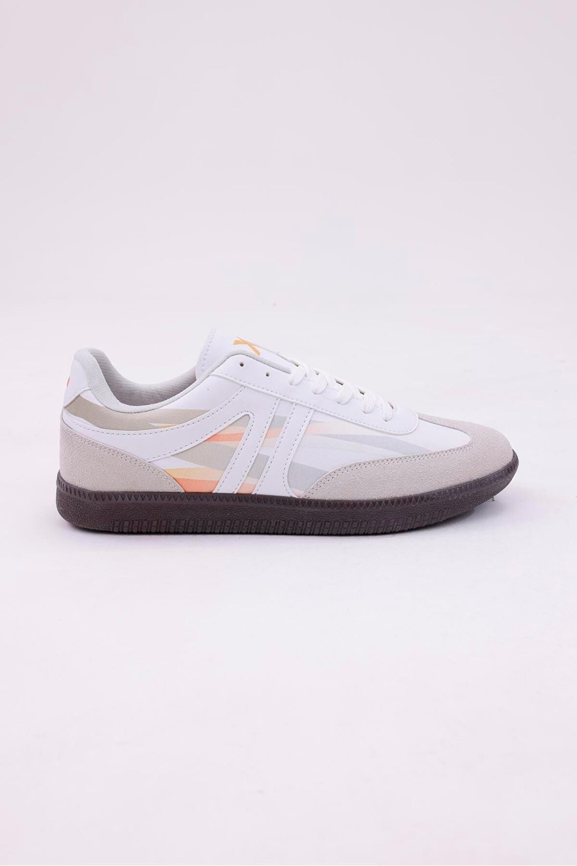 Dijital Baskı Kadın Beyaz-Oranj Sneaker Ayakkabı