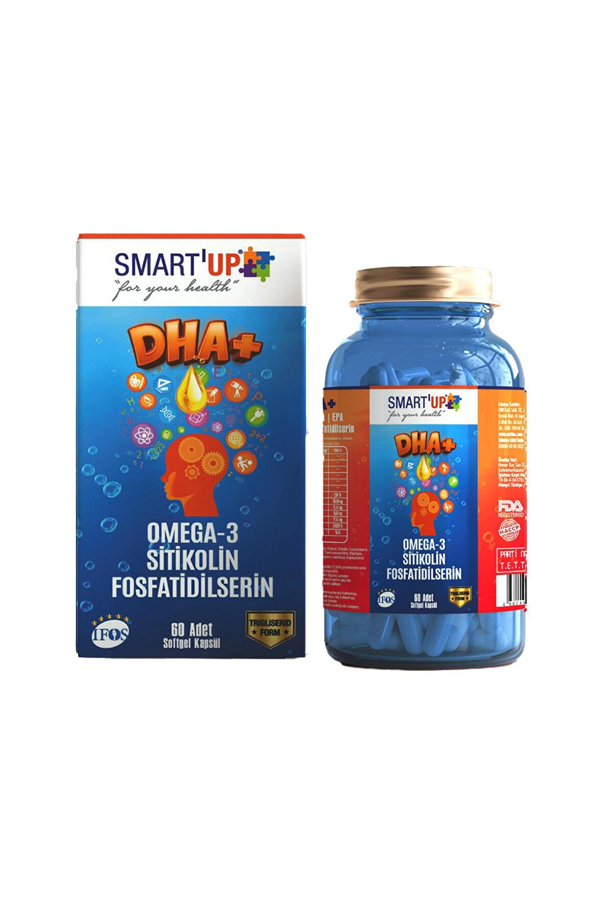 SMART UP Sitikolin Dha Omega 3 ve Fosfatidilserin iceren Balık Yağı B12  ( 60 Kapsül )