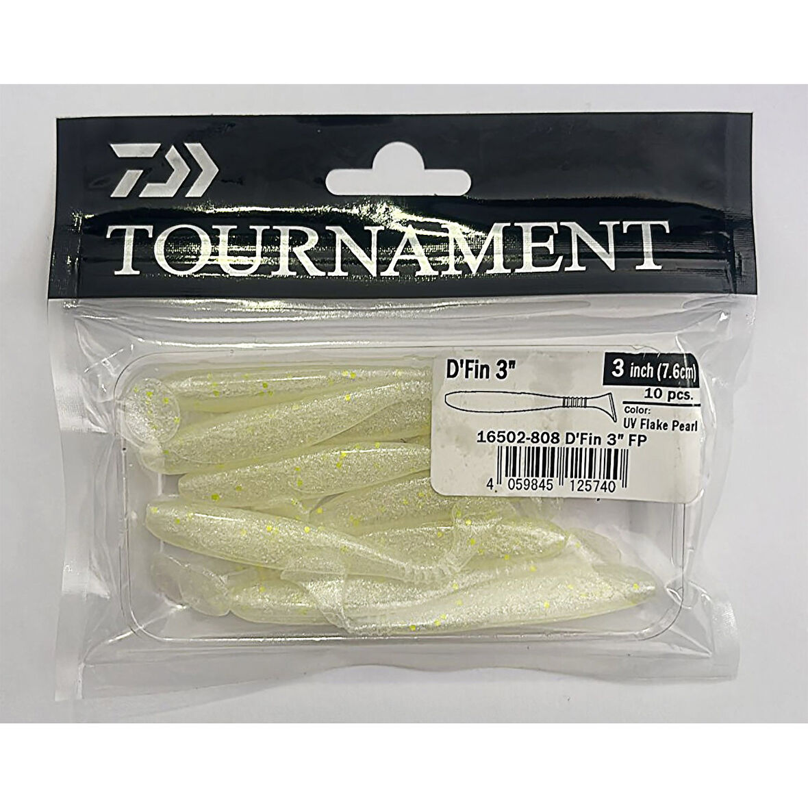 Daiwa Tournament D'Fin 3" 7.6cm 10 Adet Silikon Yem  UV Flake Pearl
