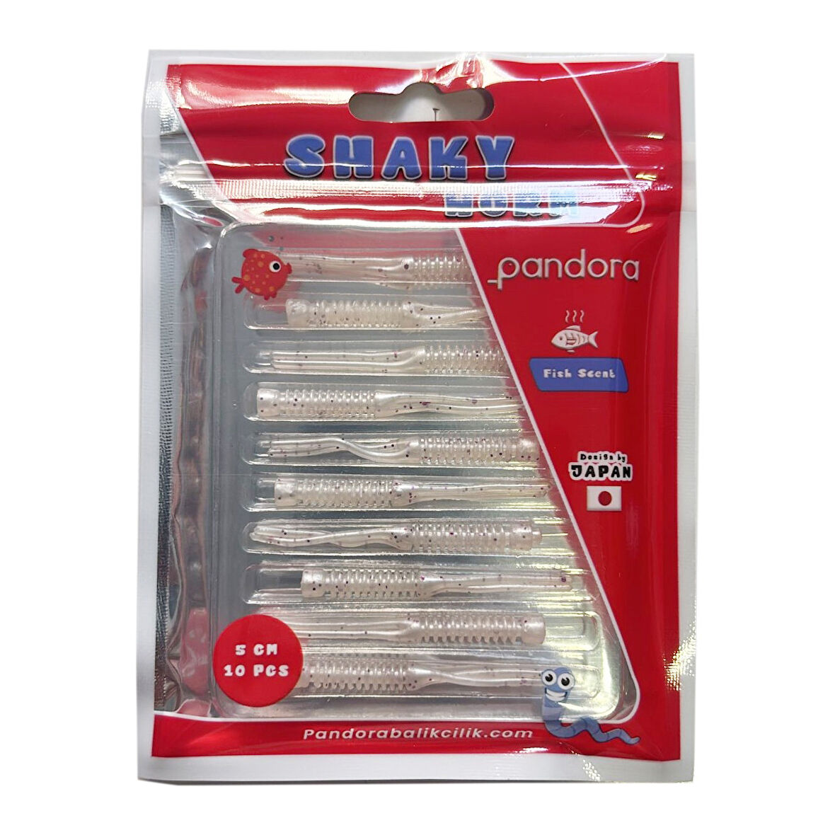 Pandora Shaky Worm 5cm 10 Adet LRF Silikonu White Glitter