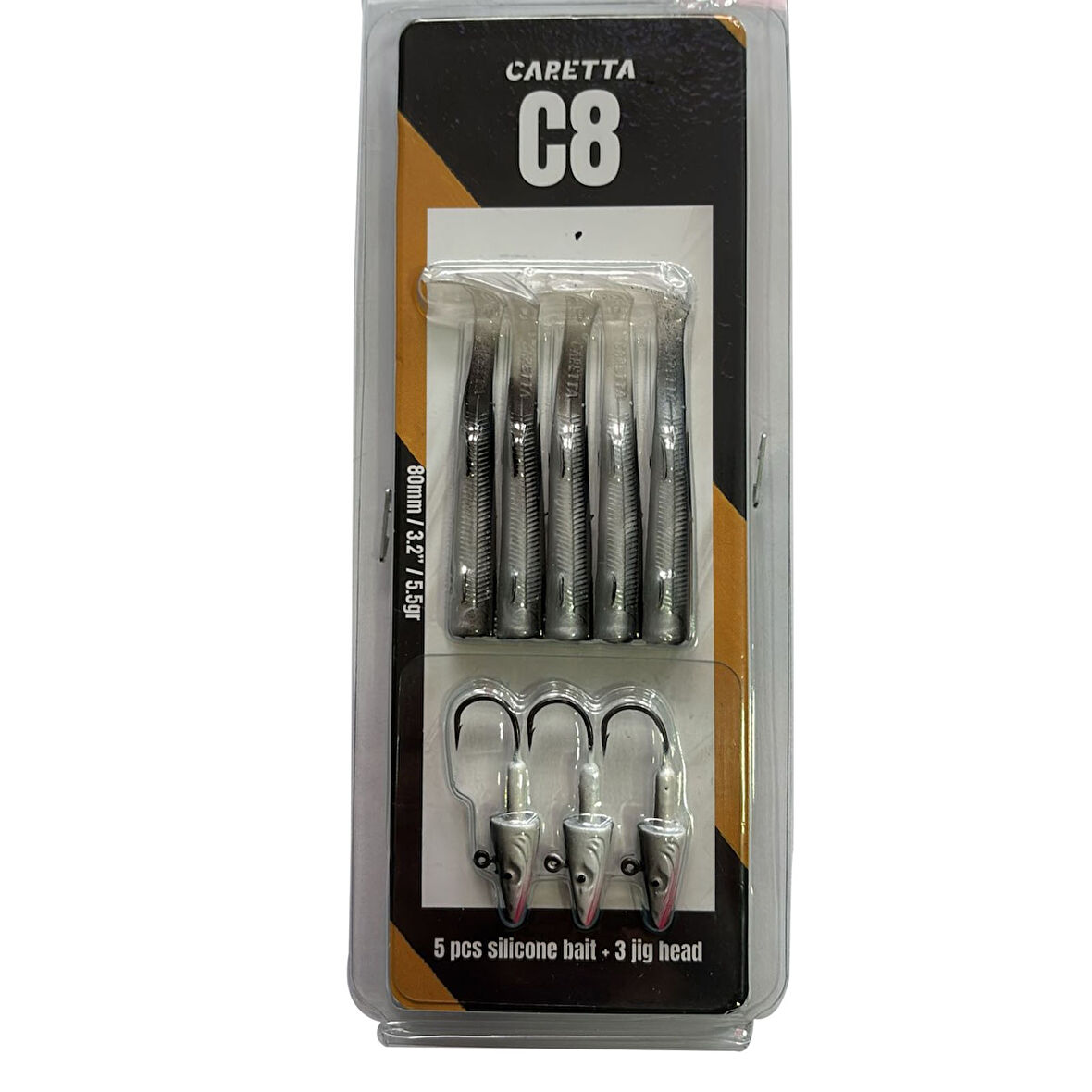 Caretta C8 8cm 5.5gr 5+3 Silikon Yem Black Back