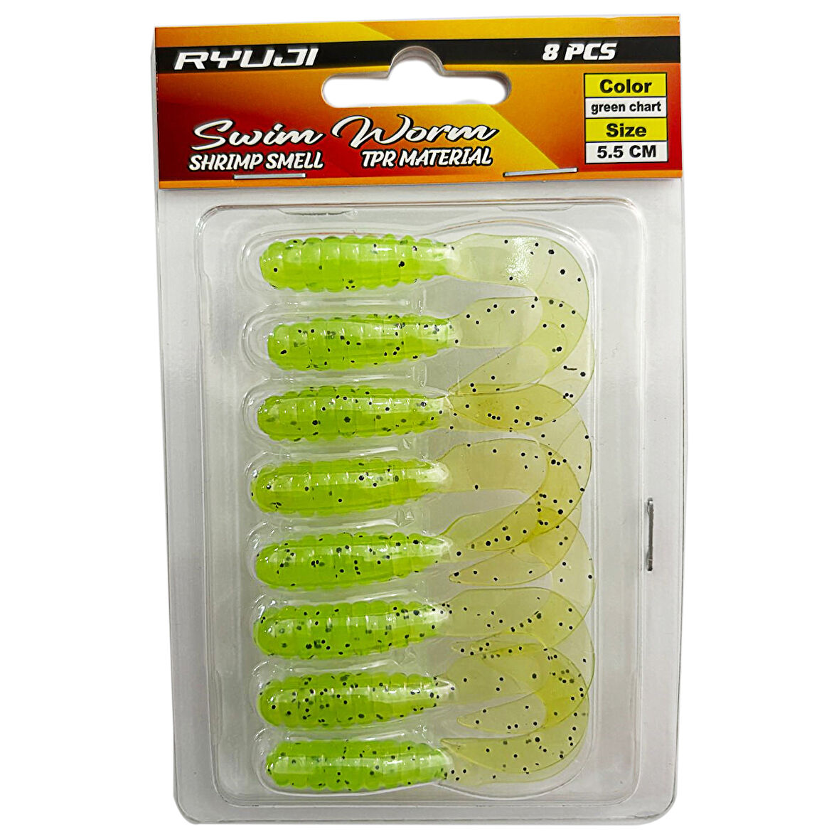 Ryuji Swim Worm 5.5cm 8 Adet LRF Silikon Yem Green Chart