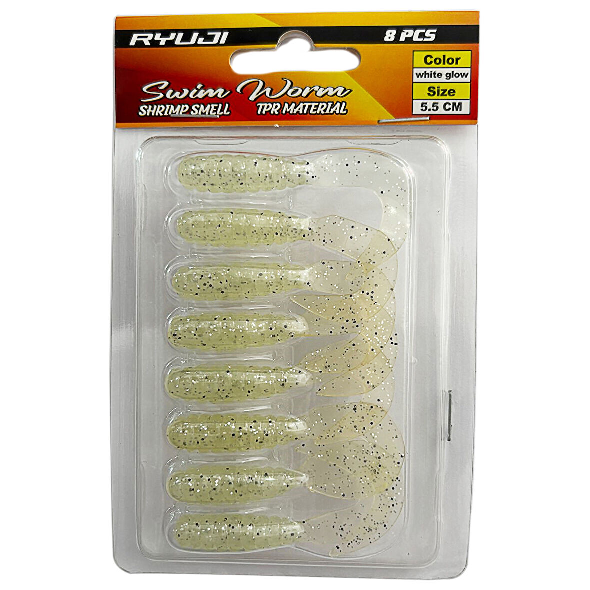 Ryuji Swim Worm 5.5cm 8 Adet LRF Silikon Yem White Glow