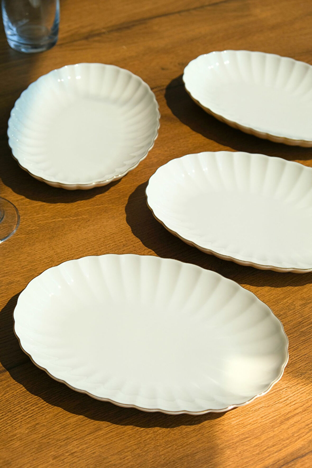 Kütahya Porselen Bone Luz Altın File Kayık Tabak 27x19cm BNLZF28KY20 4 lü