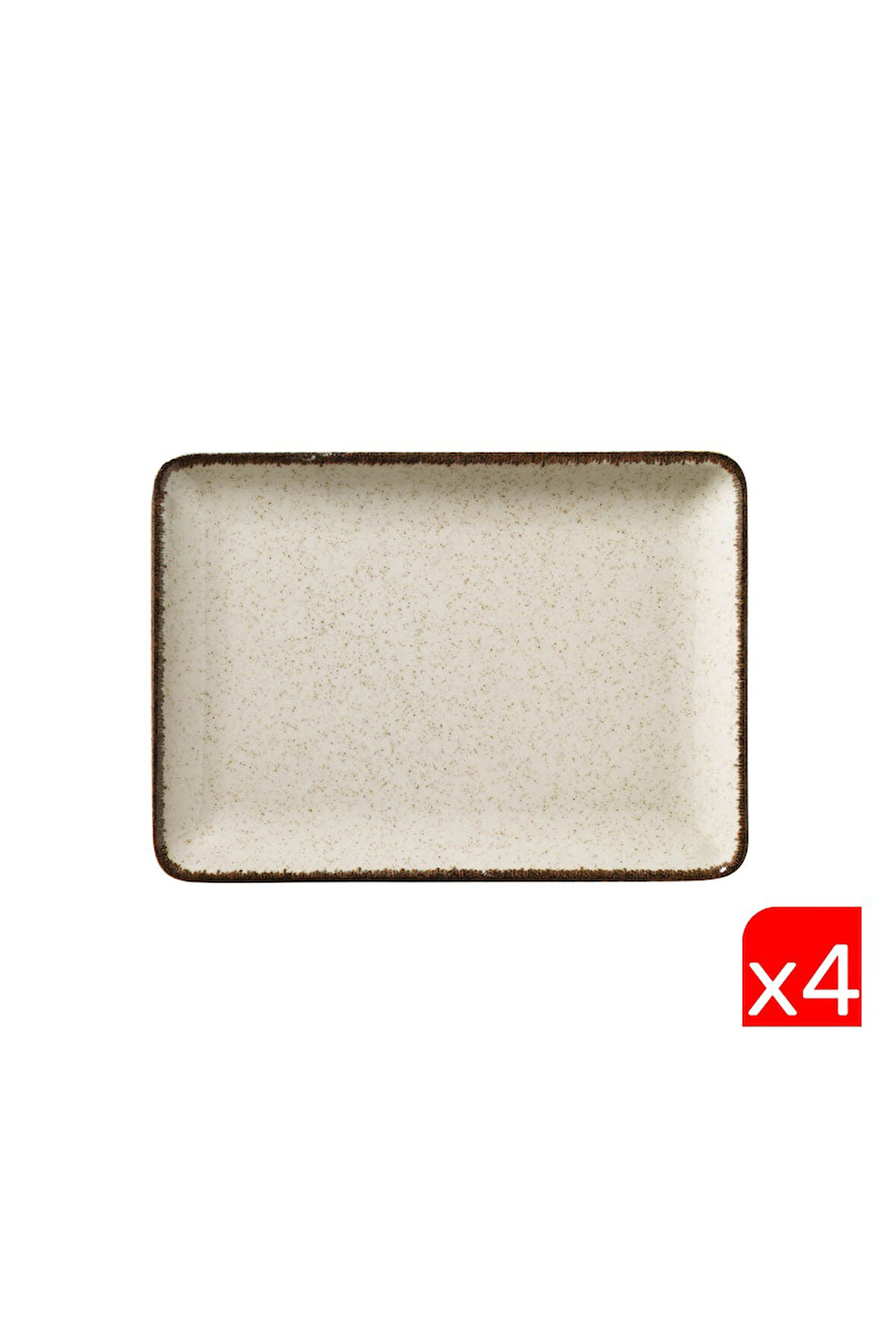 Kütahya Porselen Moderna Dikdörtgen  Tabak Tarçın 4 Parça 18x13cm TAN18X13DUS2730P02