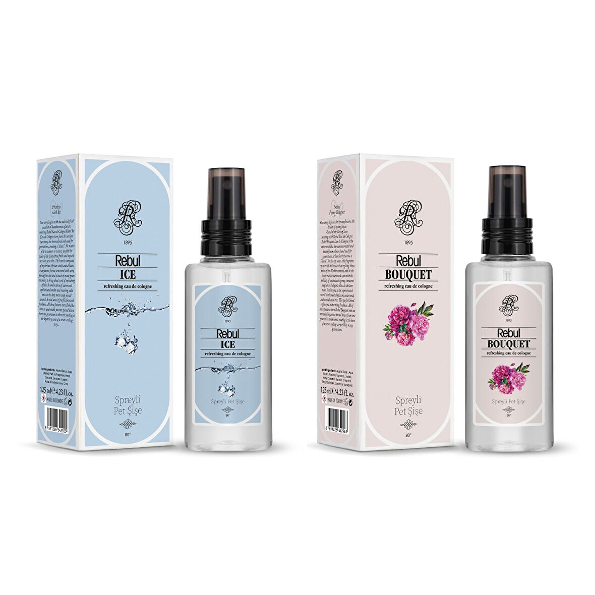 Rebul EDC Kolonya 125 ml Pet Şişe Bouquet ve Ice 2 li