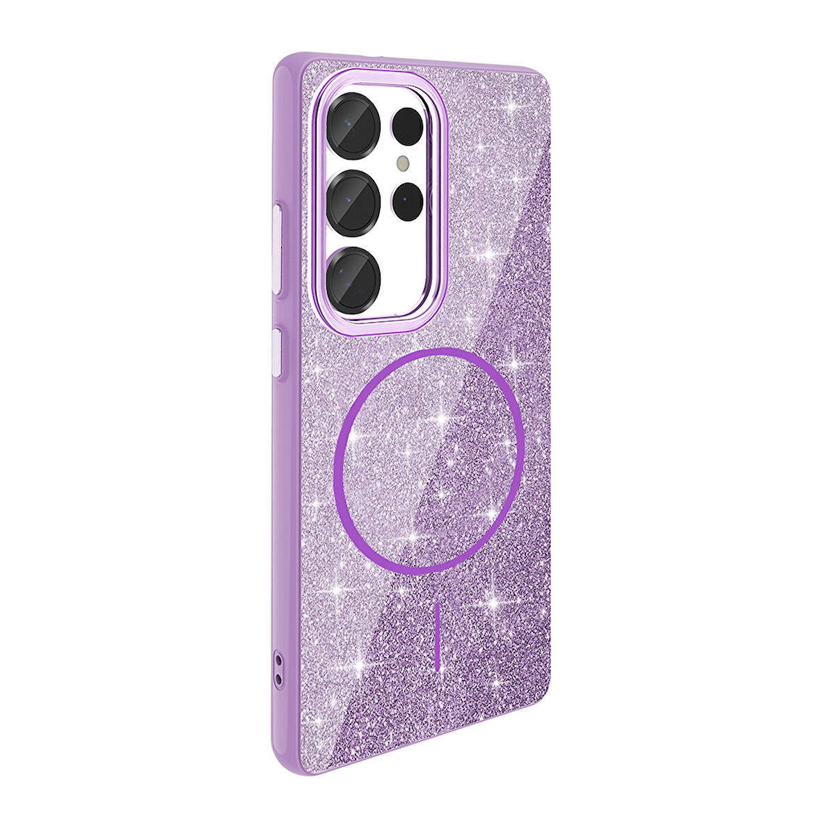 Galaxy S25 Ultra Kılıf Magsafe Şarj Özellikli Parlayan Simli Okso Kapak