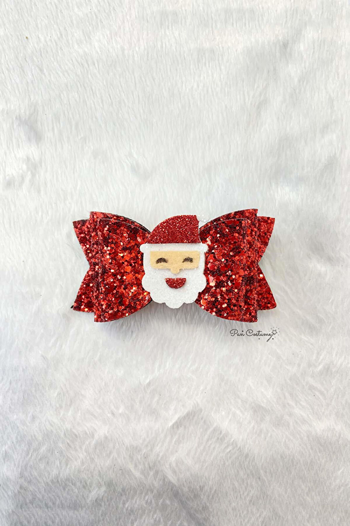 Kız Çocuk Klipsli Noel Babalı Toka Kırmızı
