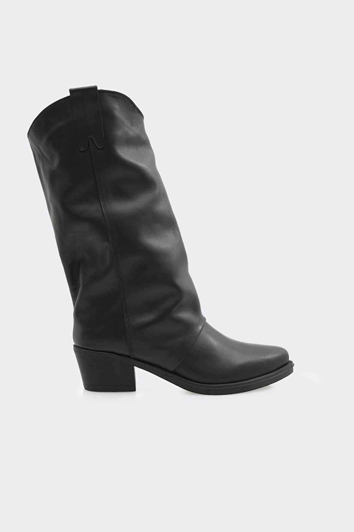 Hakiki Deri Fermuarsız Kadın Çizme