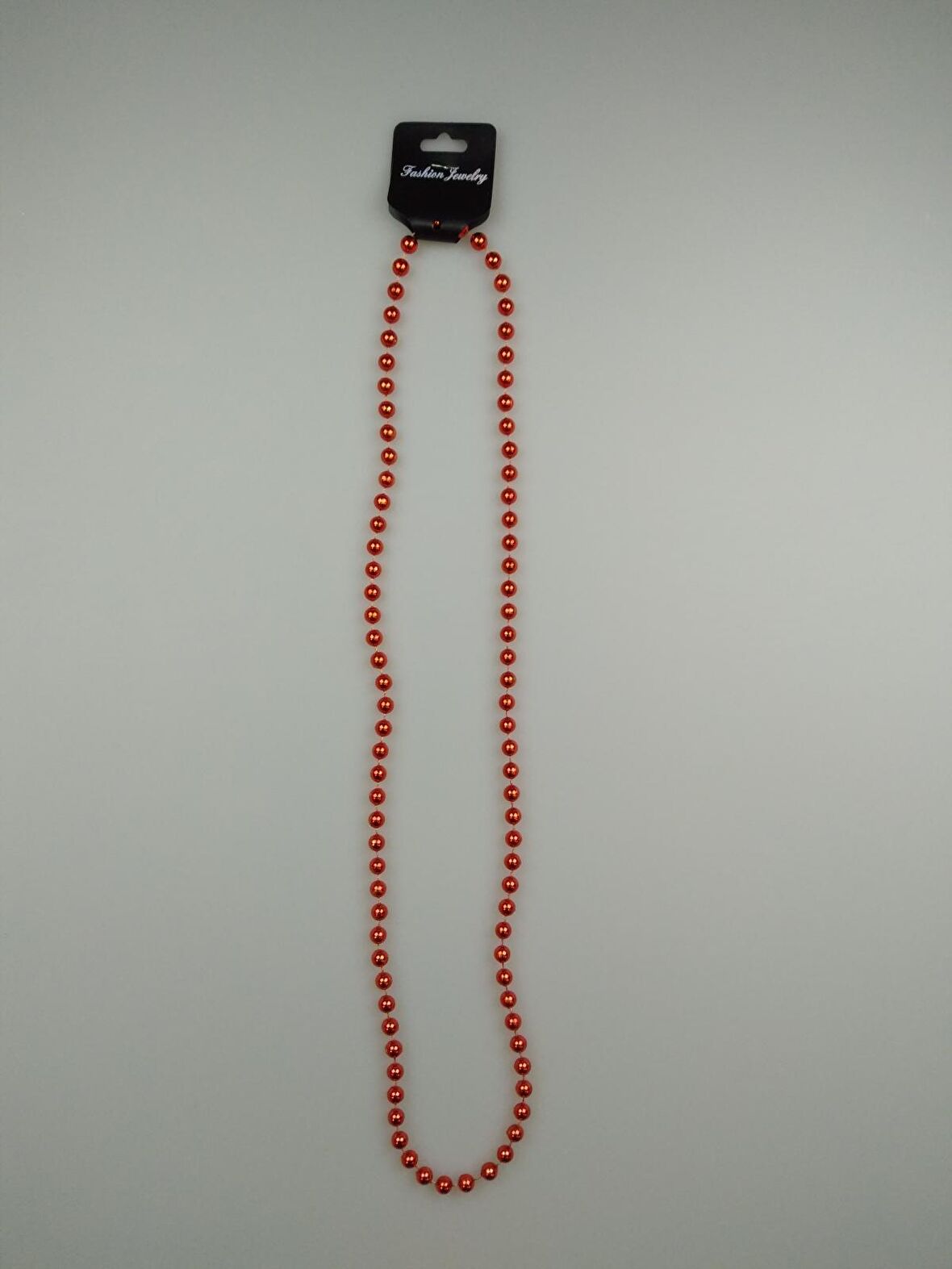PARTİ KOLYE BONCUK 80CM KIRMIZI METALİK