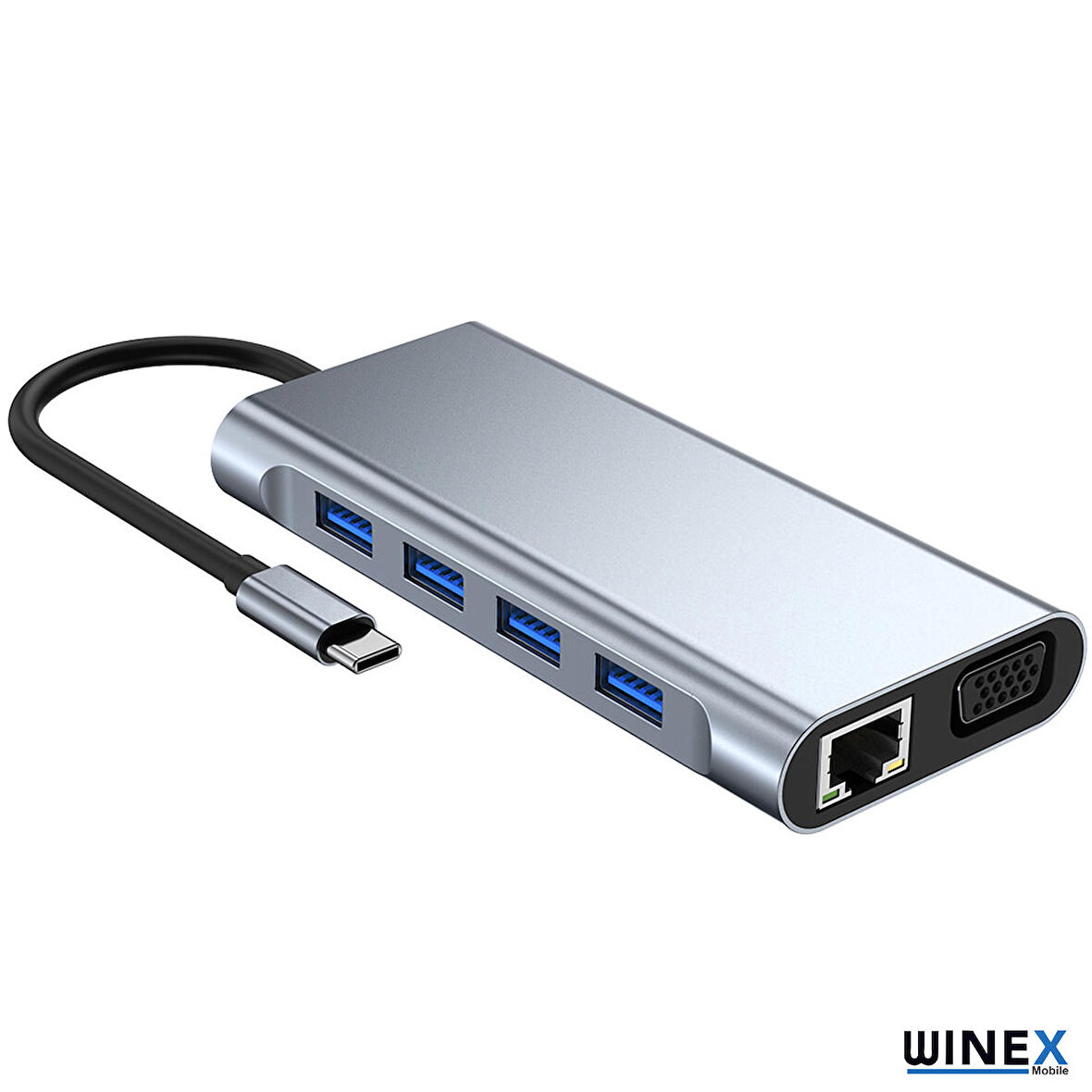 Global 11in1 Hub Type-C to 4K HDMI/UsbA 3.0/TF SD/VGA/3.5mm AUX/PD Şarj/RJ45 Ethernet Dönüştürücü Adaptör WNE0002