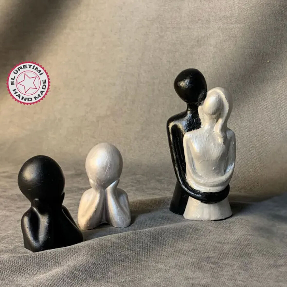 Uretti - Hülya 6683 - El Yapımı Anne - Baba ve Çocuklar Aile Dekoratif Biblo Seti