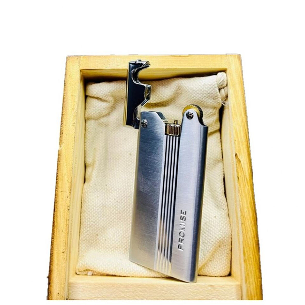 Çelik Depolu Promise Slim Pirinç Çakmak Gümüş