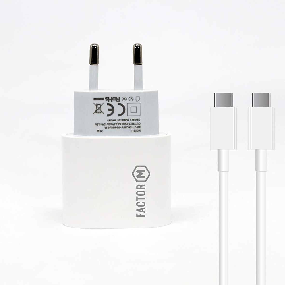 Global PD20W Quick Charger 20W­ Type-C to Type-C 1M Kablolu Şarj Set Beyaz