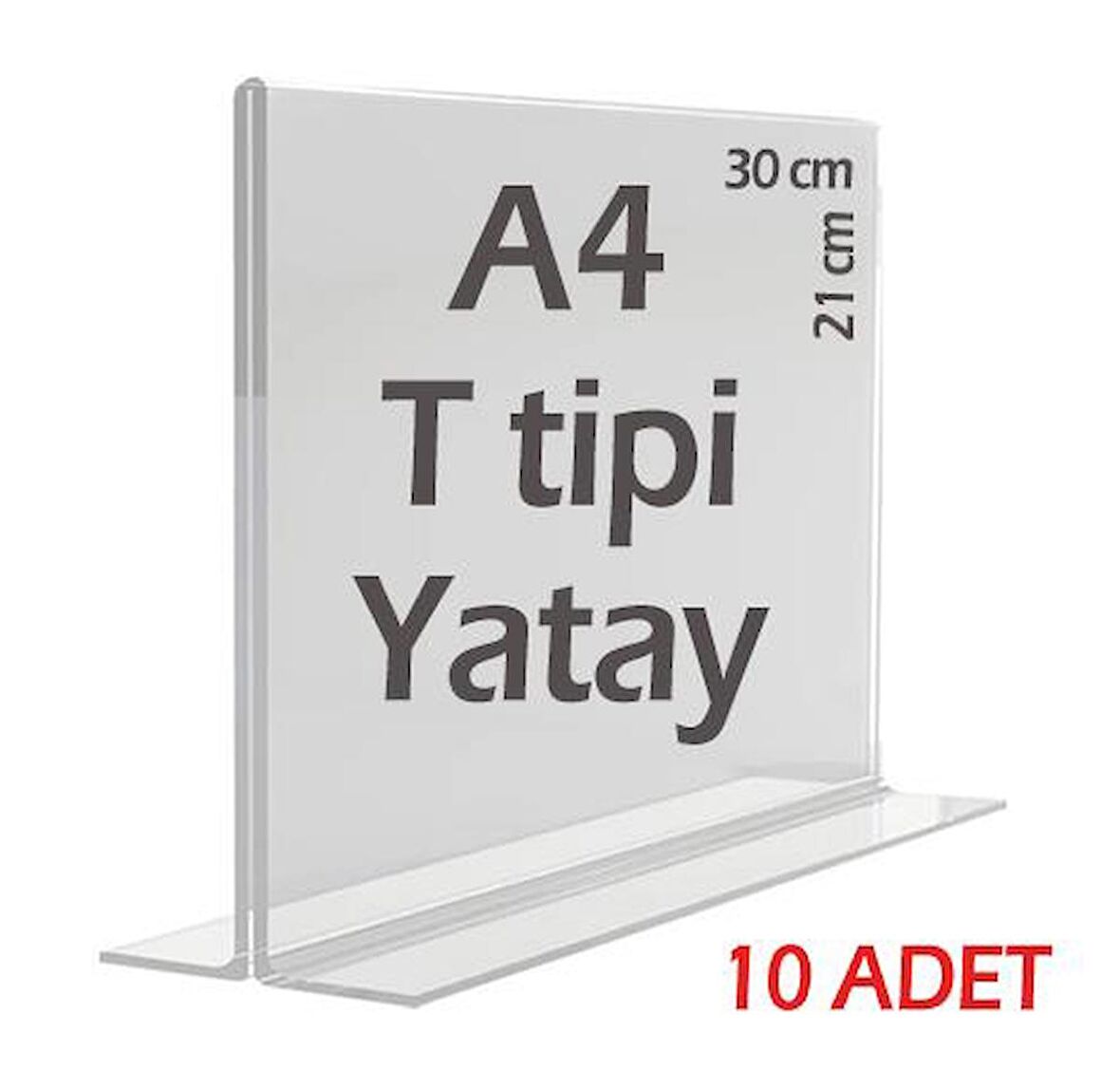 A4 T-Tipi Yatay Şeffaf Pleksi Mika Föylük Menü Broşürlük Etiketlik (10 Adet)