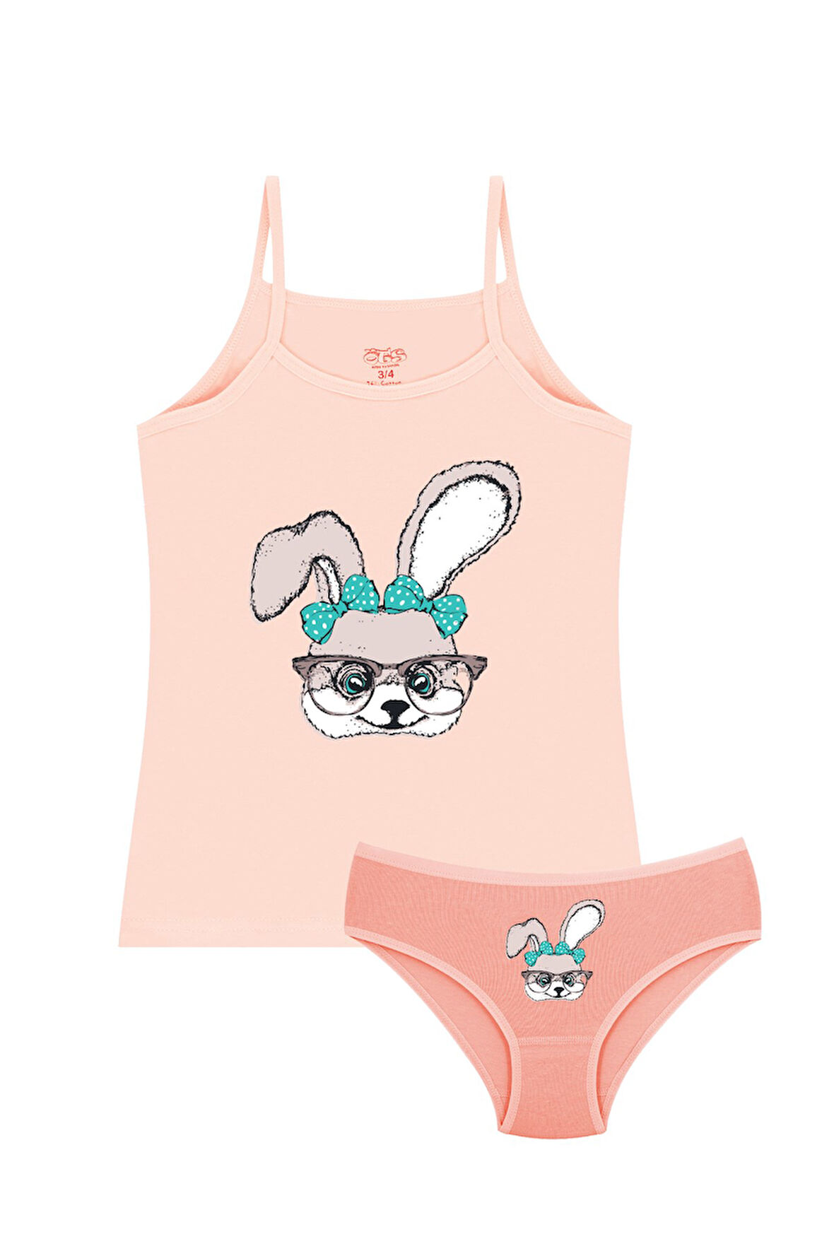 Öts Kız Çocuk Atlet Külot Likralı Somon Köpek (%96 Pamuk - %4 Elastan)