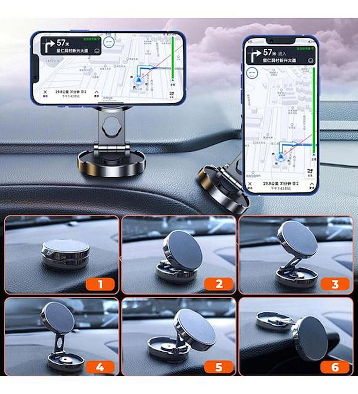 Global Katlanabilir Manyetik Araç İçi Telefon Tutucu WNE1080