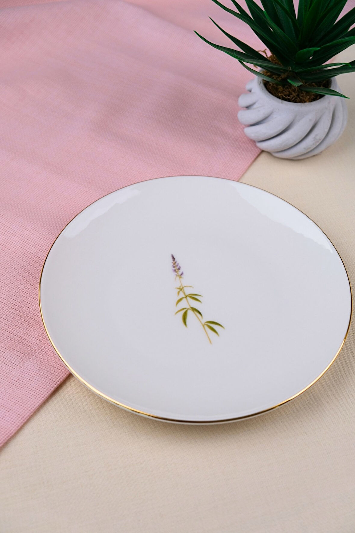 Tabak Evi Porselen Natura Salkım Altın Yaldız Pasta Tabağı 20,50cm Tekli