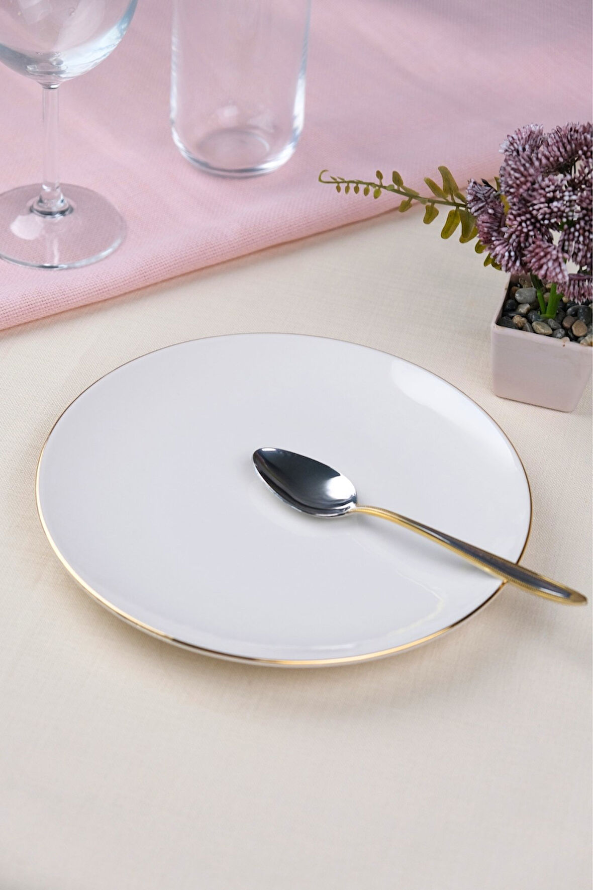 Tabak Evi Porselen Altın Yaldız Pasta Tabağı 20,50cm Tekli