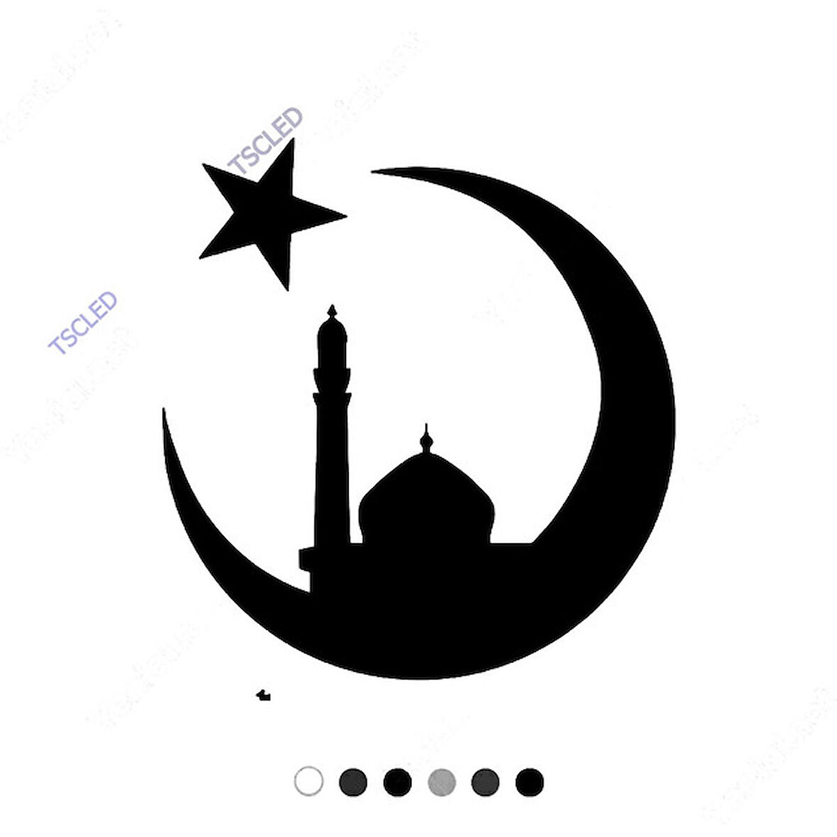 Ay ve Yıldız Ayın Üzerinde Minareli Cami Sticker