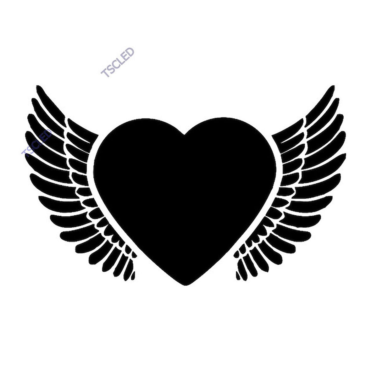 Büyük Kalp ve Kanat Sticker Etiket Yapıştırma 15cm