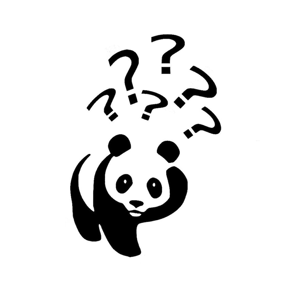 Kafasında Soru İşareti Olan Panda Sticker 15cm