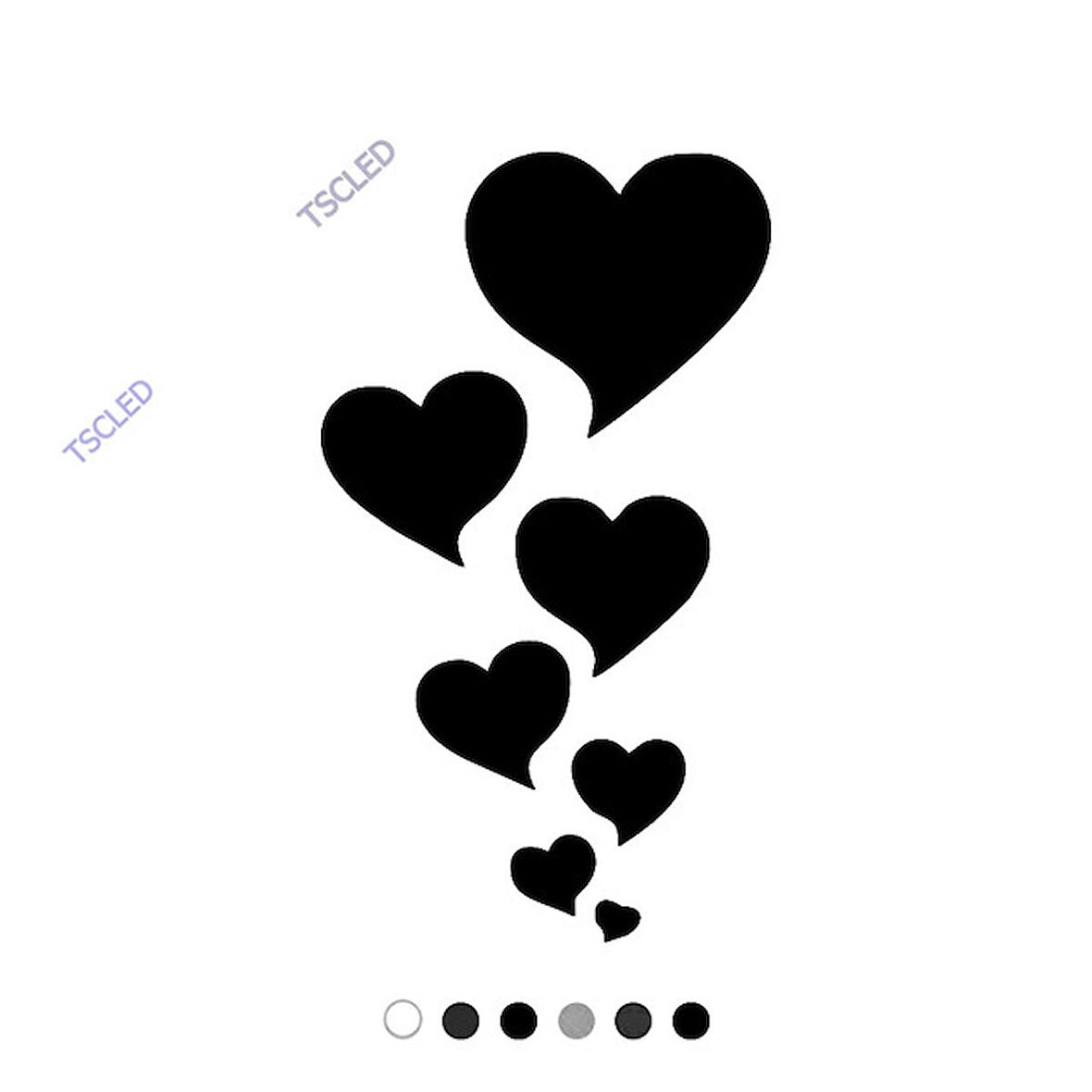 Küçükten Büyüğe Sıralanmış Kalp Sticker Yapıştırma 15cm