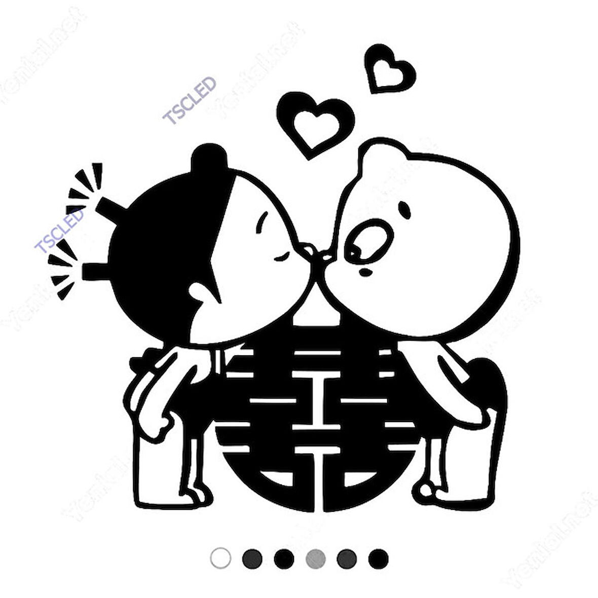 Öpüşen Çocuklar Kalp Sticker 17cm