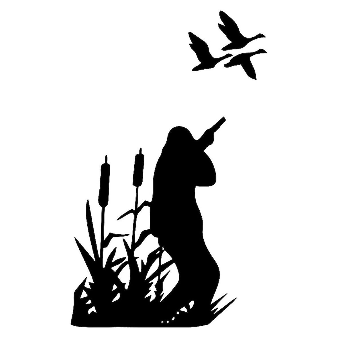 Sazlıkların Arasından Ördek Avlayan Avcı Stickeri 15cm