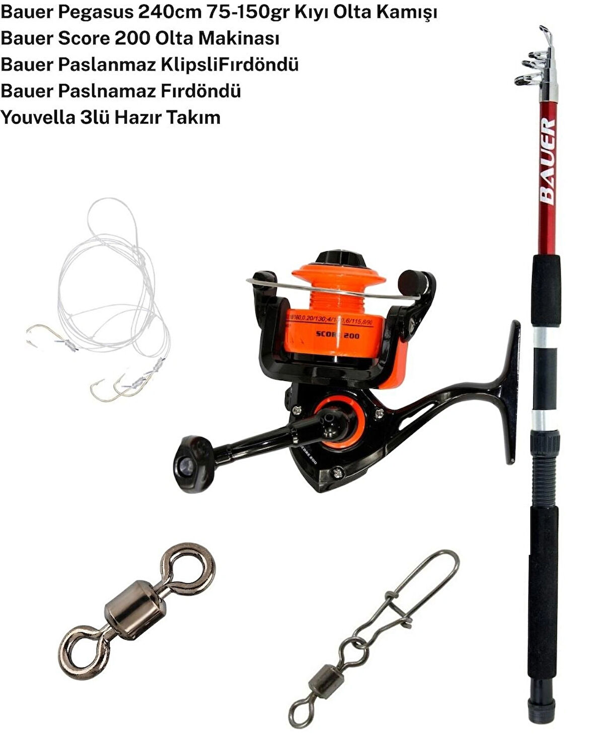 Bauer Pegasus 240cm Hikaru 200 Kıyı Olta Seti